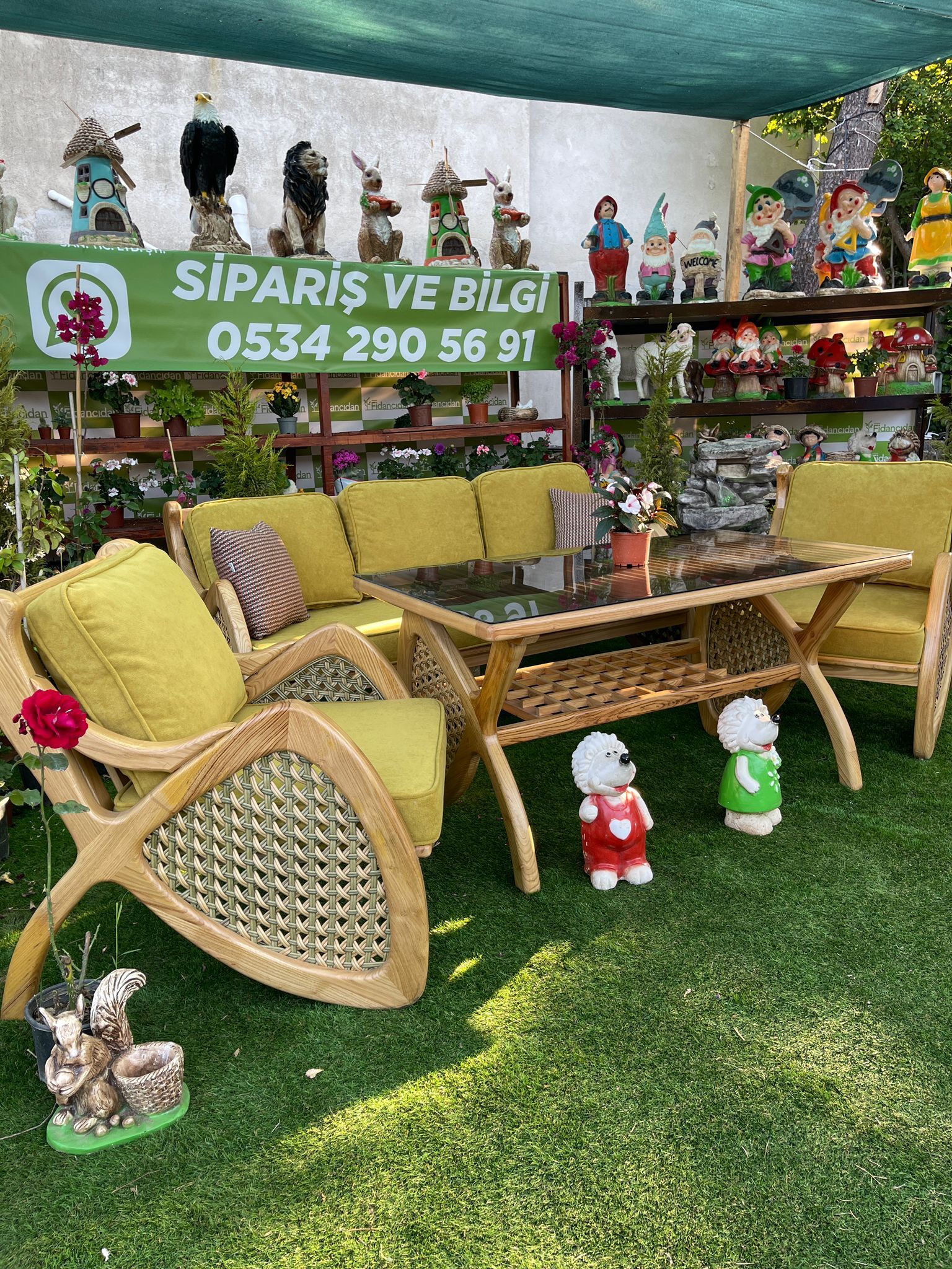 Ahşap Mobilya Takımı - Ferrari Modeli (3'lü Koltuklu-4 Parça)