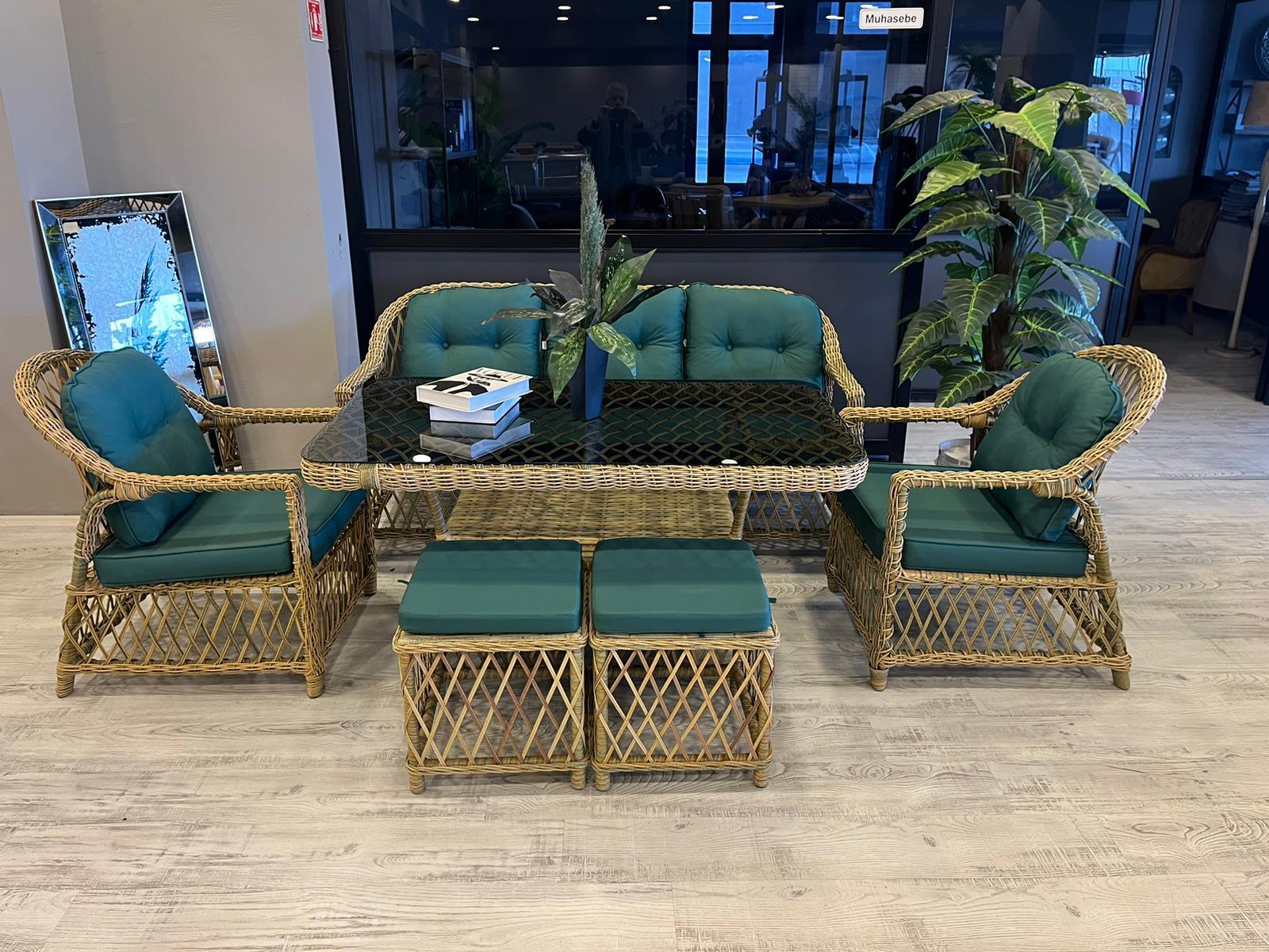 Rattan Bahçe Mobilyası - Paris Modeli (3'lü Koltuklu-6 Parça)