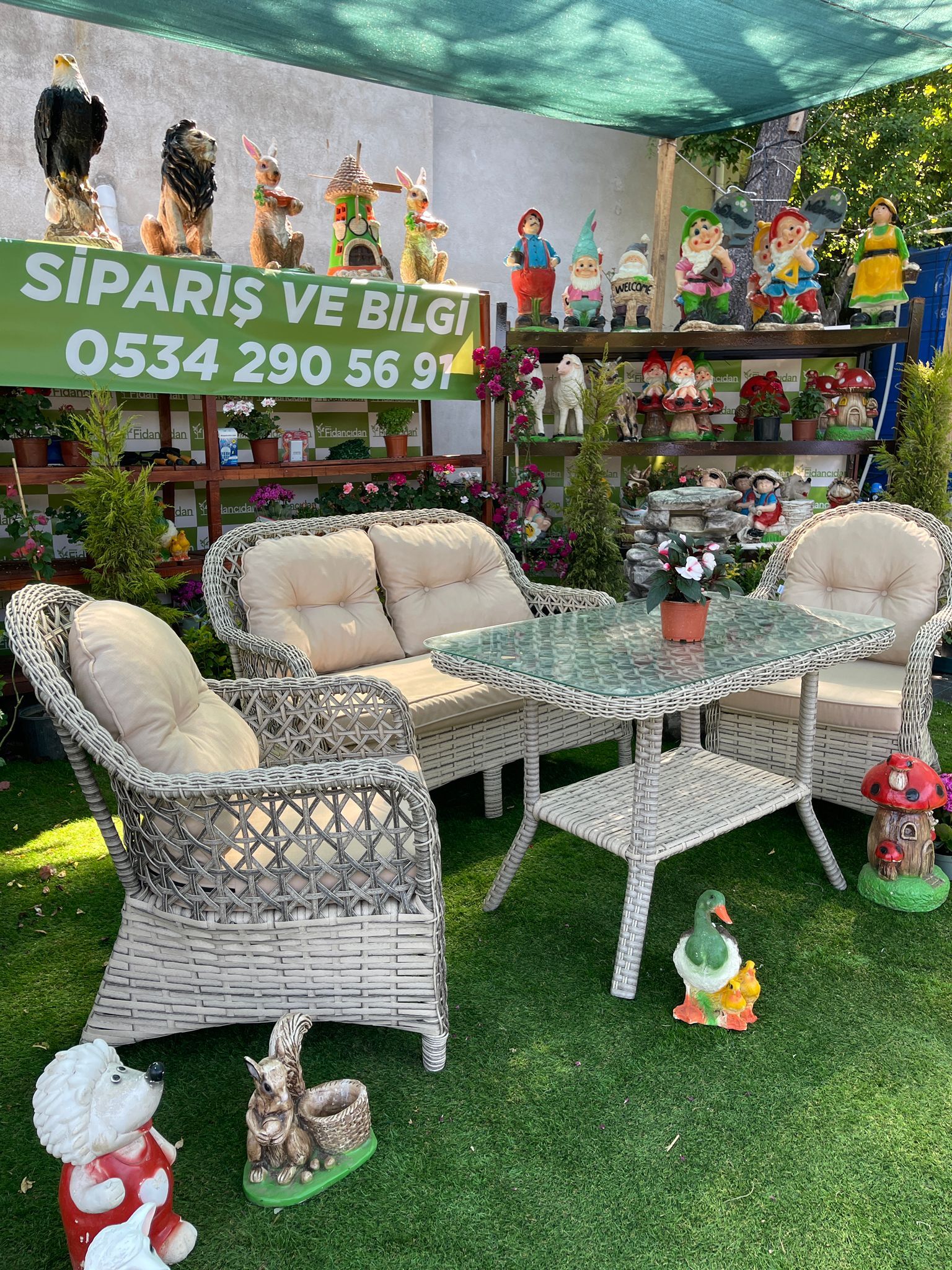 Rattan Bahçe Mobilyası - Mocha Modeli (2'li Koltuklu-4 Parça)