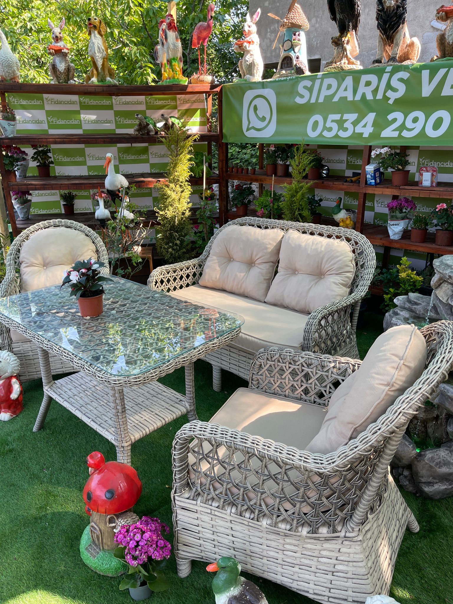 Rattan Bahçe Mobilyası - Mocha Modeli (2'li Koltuklu-4 Parça)