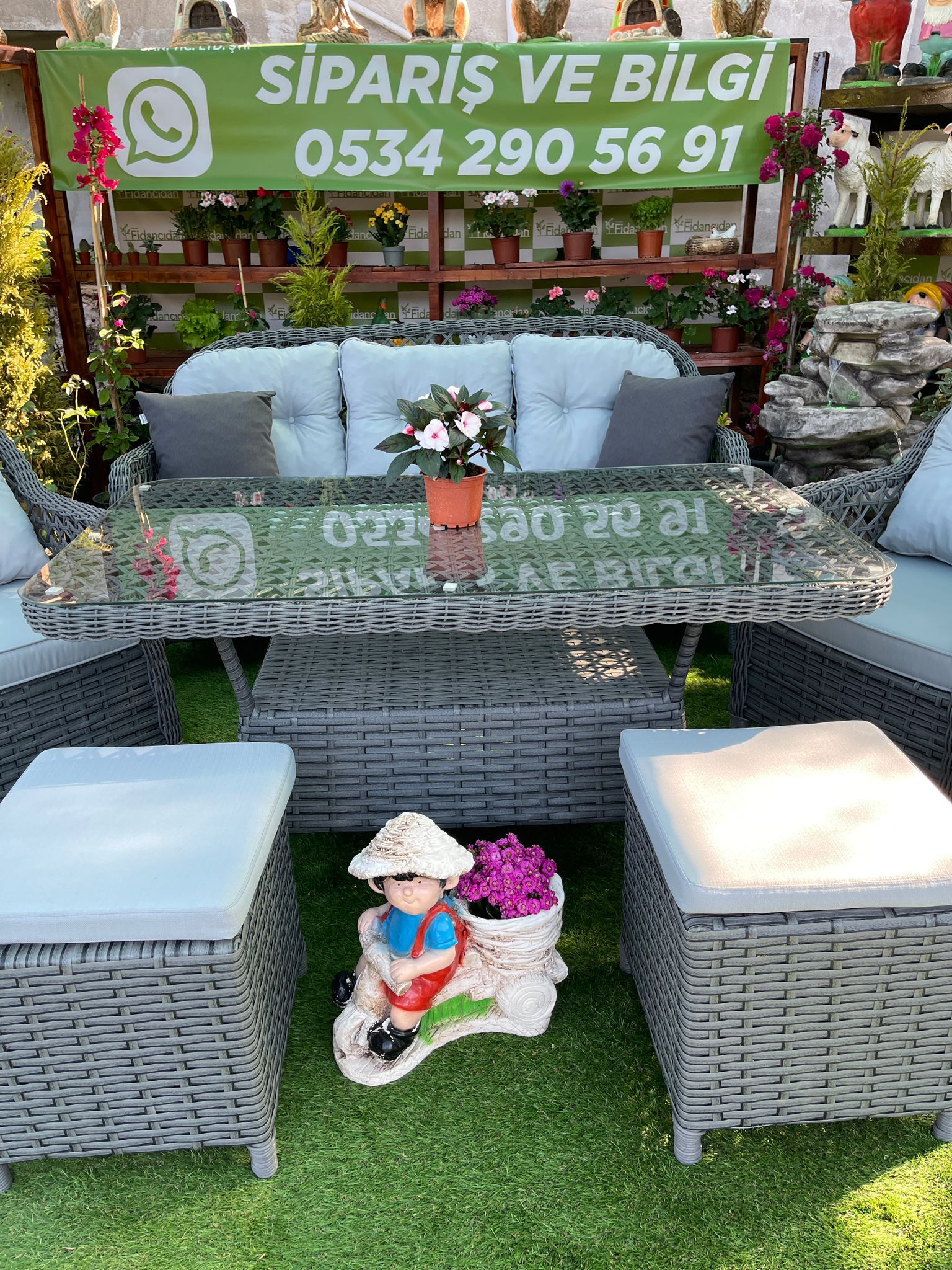 Rattan Bahçe Mobilyası - Mocha Modeli (3'lü Koltuklu-6 Parça)