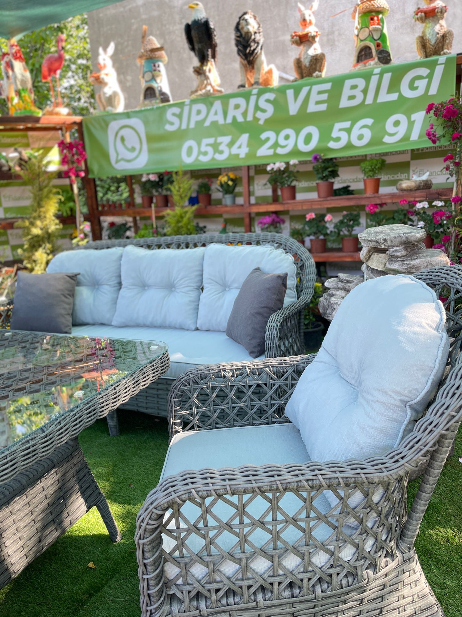 Rattan Bahçe Mobilyası - Mocha Modeli (3'lü Koltuklu-6 Parça)