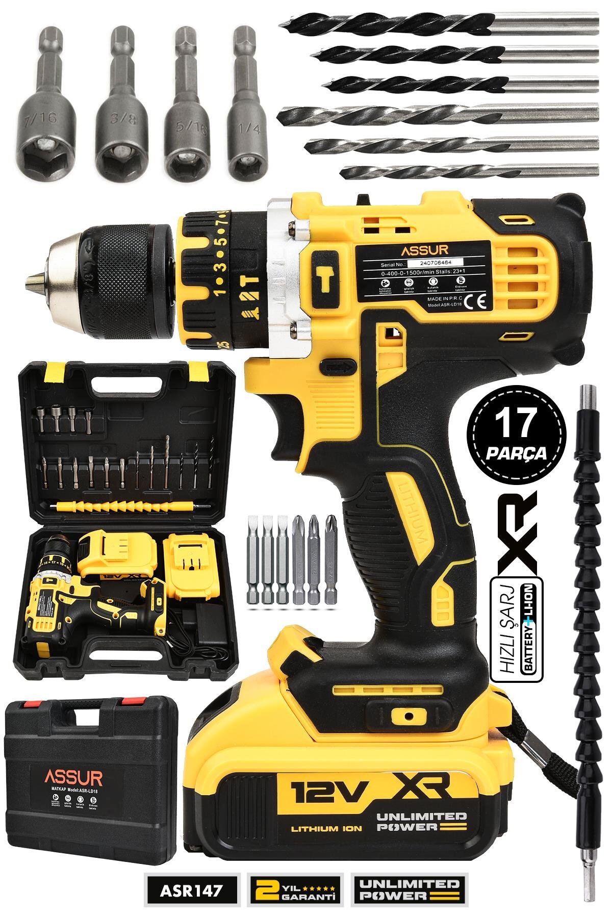 Assur 12V Çift Akülü Darbeli Vidalama Şarjlı Matkap
