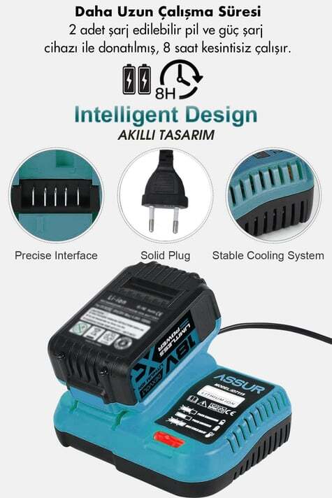 Assur 18V Çift Akülü Budama Seti – Çelik Şanzımanlı Dal Makası &amp; Şarjlı Testere (2’li Set)