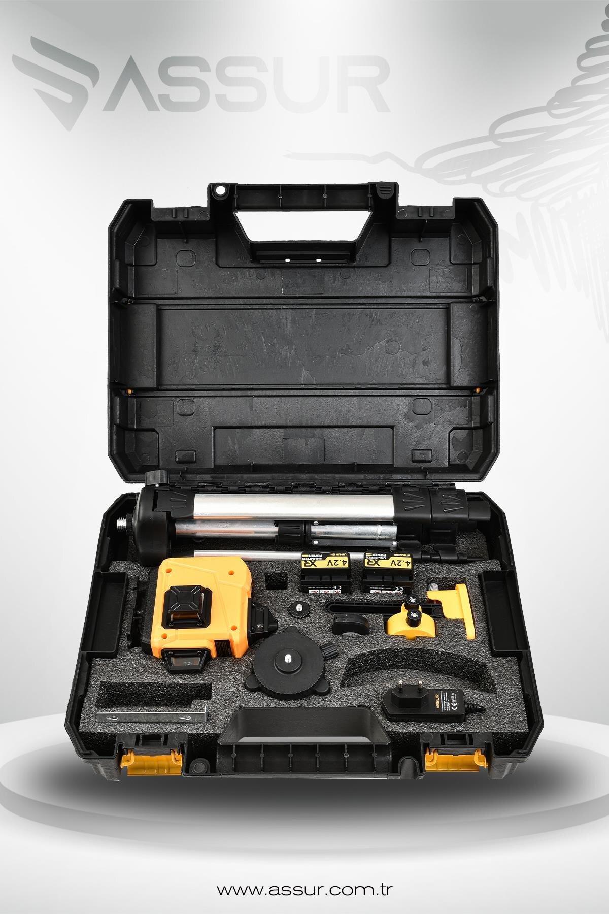 Assur Profesyonel 360° 16 Çizgi Lazer Metre – Otomatik Hizalamalı, Yeşil Çizgili, Akülü Hizalama Cihazı