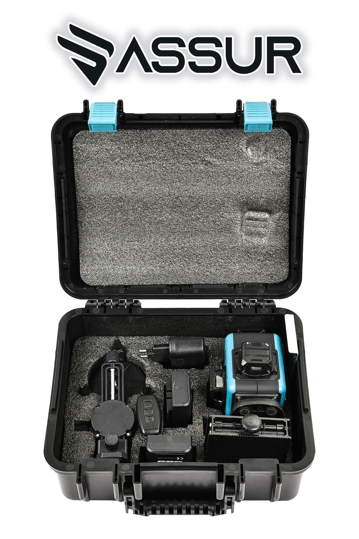 Assur Profesyonel 360° 12 Köşe Lazer Metre – Otomatik Hizalamalı, Yeşil Çizgili, Su Terazili Akülü Hizalama Cihazı